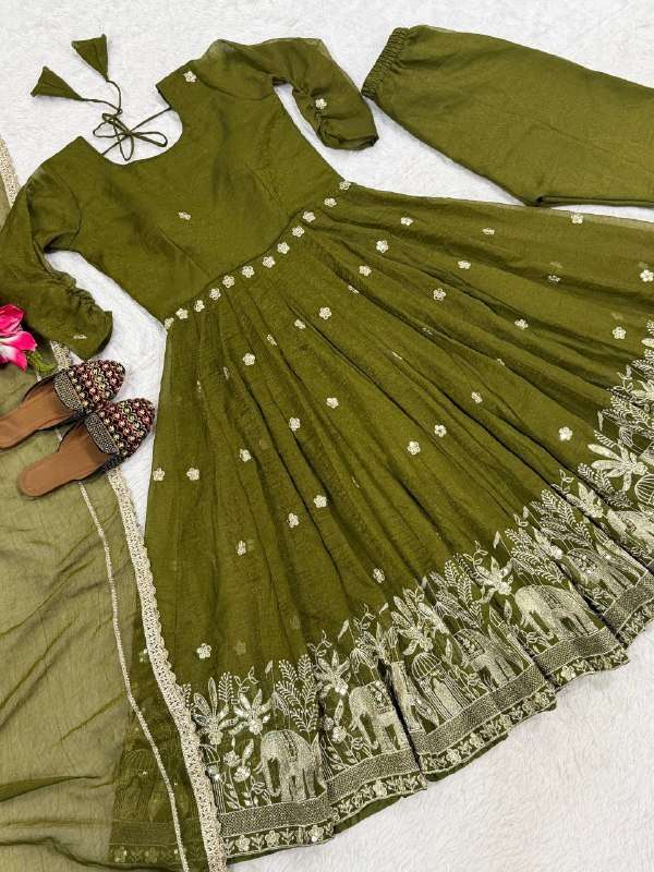 NF 1267 SILK SEQUENCE WORK ANARKALI SUIT CLASSIC LOOK WEDDING & FESTIVAL DEALER